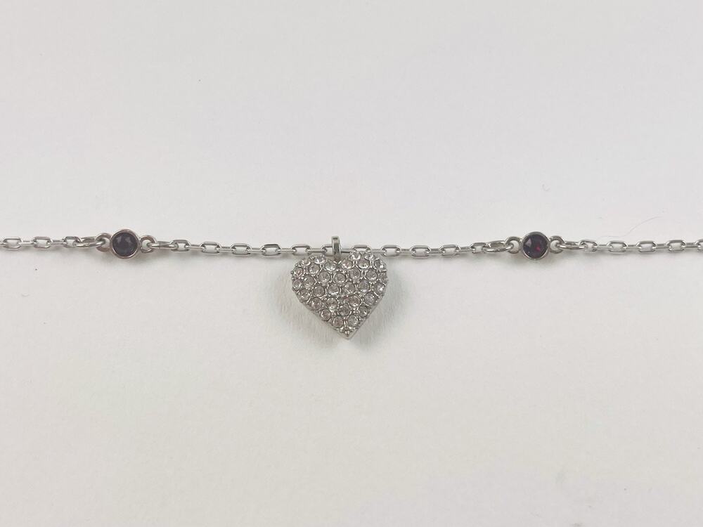 Swarovski Heart Bracelet Crystal Pave Chain Adjustable Red Rhinestone Dainty Swa